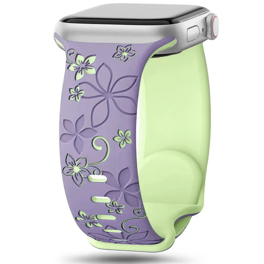 Floral Engraved Band Purple x Green