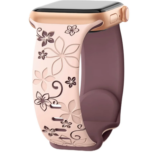 Floral Engraved Band Pink x Wine Red