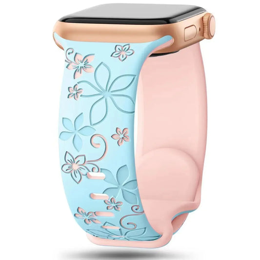 Floral Engraved Band Blue x Pink