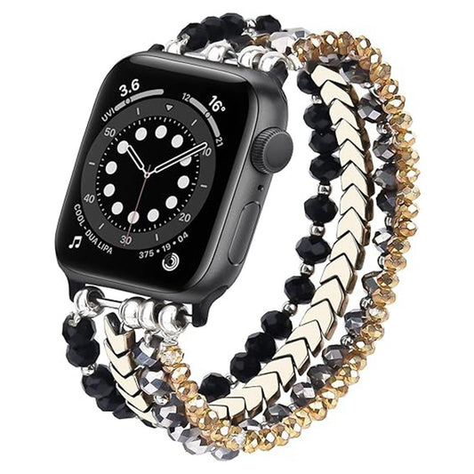 Beaded Gem Crystal Strap - Black&Gold