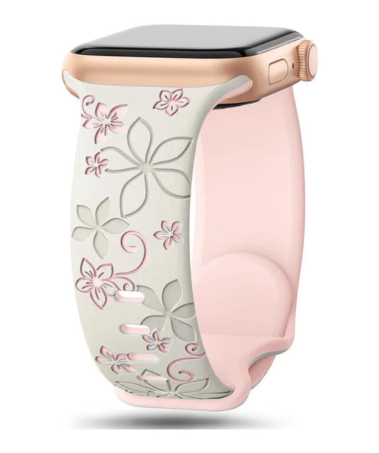 Floral Engraved Band Cream Pink