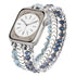 Beaded Gem Crystal Strap - Silver Blue