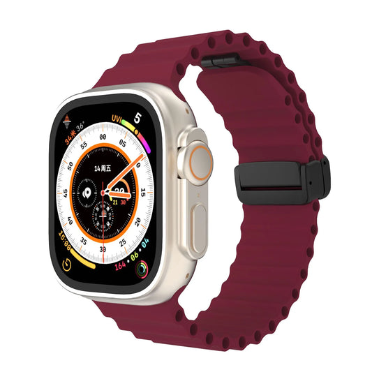 Ocean Silicone Band with Magnetic Buckle - Wine Red